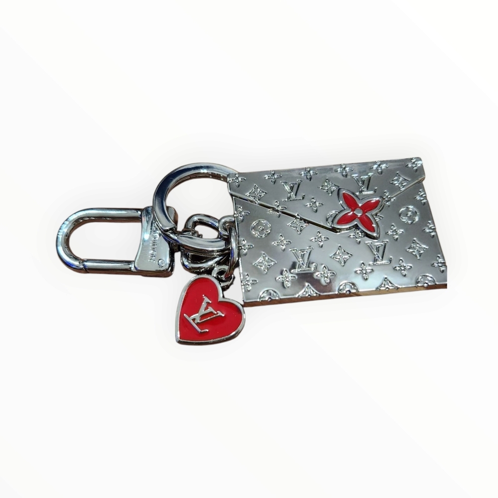 Louis Vuitton Silver and Red Keychain